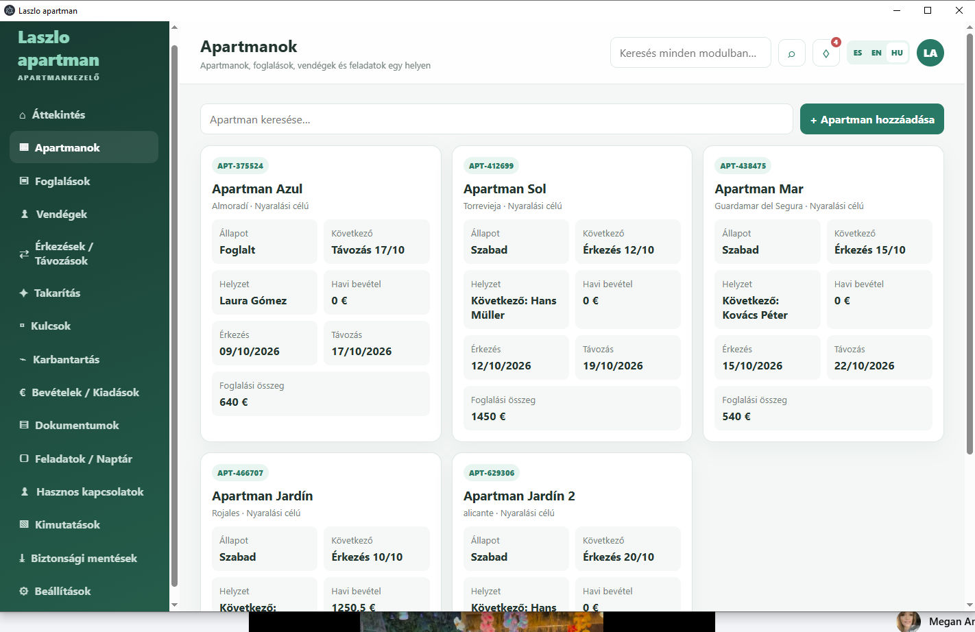 Apartmanok / Apartments / Apartamentos